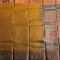 FLUORESCENT GREEN COLOUR BODY WITH JACQUARD FLORAL EMBOSED WITH CONTRAST BLOUSE & BORDER