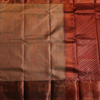 GREYISH BLUE COLOUR BODY WITH JACQUARD FLORAL EMBOSED WITH CONTRAST BLOUSE & BORDER