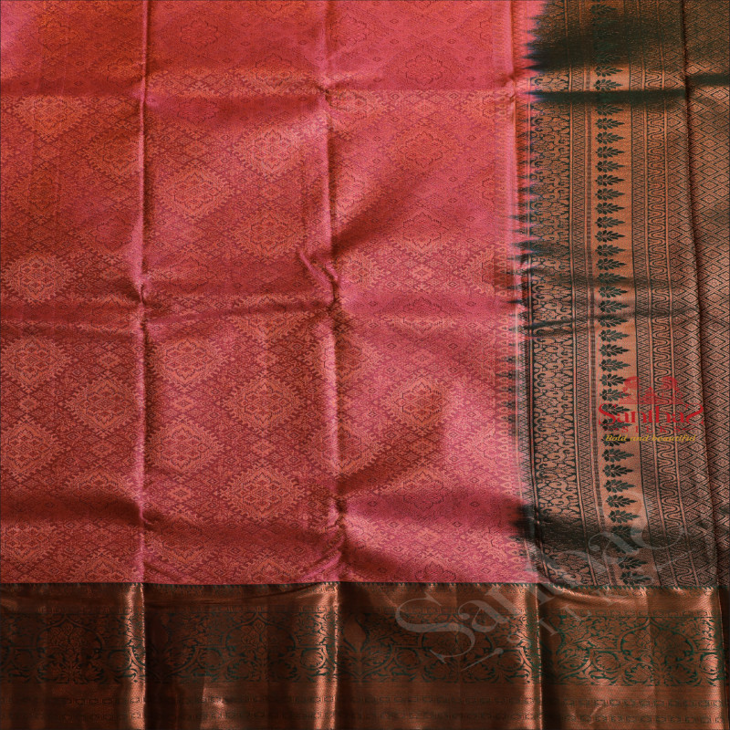 ROSE MILK COLOUR BODY WITH JACQUARD FLORAL EMBOSED WITH CONTRAST BLOUSE & BORDER