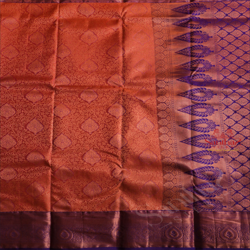 PEACH BUD COLOUR BODY WITH JACQUARD FLORAL EMBOSED WITH CONTRAST BLOUSE & PALLU