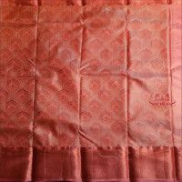 BABY PINK COLOUR BODY WITH JACQUARD FLORAL EMBOSED WITH CONTRAST BLOUSE & BORDER