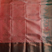 BABY PINK COLOUR BODY WITHCOPPER ZARI JACQUARD FLORAL EMBOSED WITH CONTRAST BLOUSE & BORDER