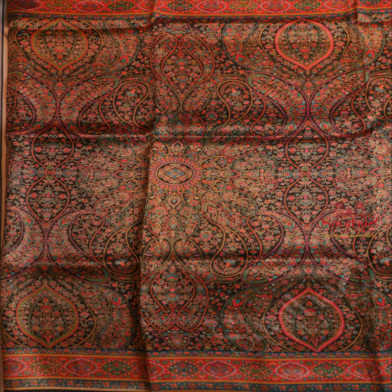 PASHMINA SILK WEAVING SAREE IN BLACK COLOUR