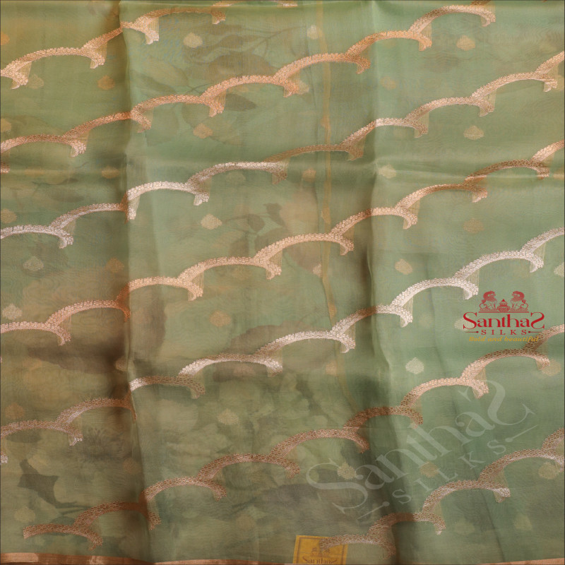 ORGANZA DIGITAL PRINTED SAREE IN LIGHT GREEN COLOUR