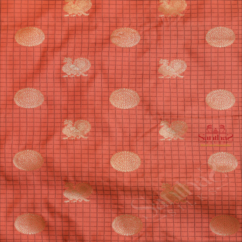 PURE BANARAS SILK SAREE IN SAND PEACH COLOUR