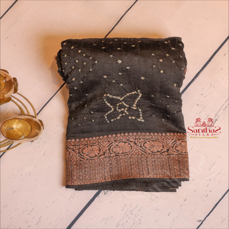  BANDHANI SAREE IN BLACK COLOUR