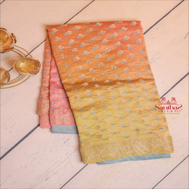  DUPION SAREE IN ROSE GOLD COLOUR