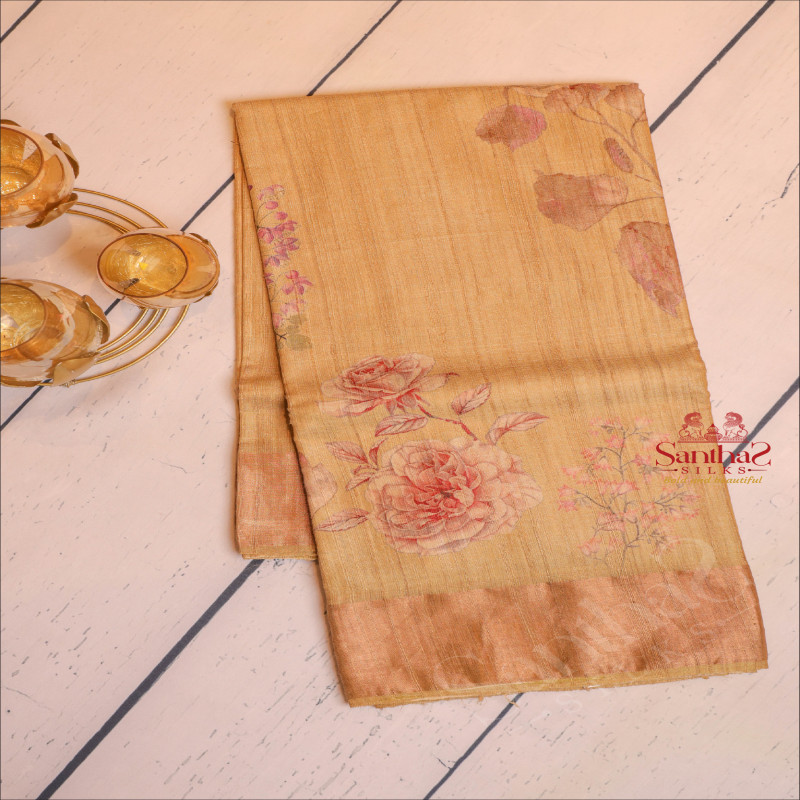  TUSSAR SAREE IN LIGHT BROWN COLOUR