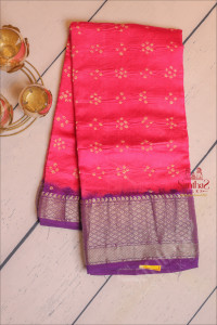 dupion-saree-in-rose-colour-with-bandhani-pattern