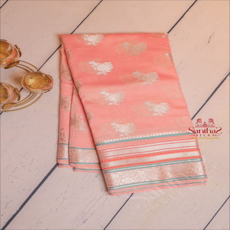  BANARAS COTTON SAREE IN PINK COLOUR