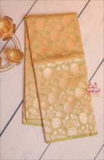  BANARAS COTTON SAREE IN AVOCADO GREEN COLOUR