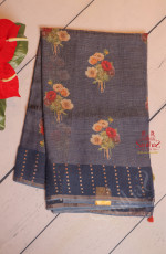  ORGANZA TISSUE SAREE IN NAVY BLUE COLOUR