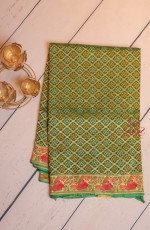  GEORGETTE MATERIAL IN BANDHINI PATTERN SAREE IN GREEN COLOUR