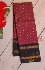  SUNGUDI SAREE WITH HAND KNOTTED BUTTA IN ROUGE PINK COLOUR WITH CONTRAST BLOUSE & BORDER