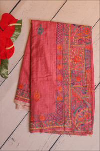 semi-tussar-saree-with-embroidery-work-in-dark-pink-colour