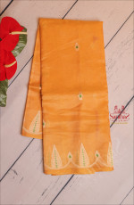   BORDERLESS KHATAN SAREE WITH GOLDEN ZARI MOTIF IN MUSTARD YELLOW COLOUR WITH SELF BLOUSE