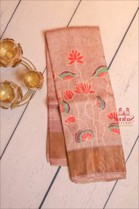 lilac-colour-tussar-saree-with-floral-print-with-self-blouse