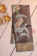  TUSSAR SAREE IN COFFEE BROWN COLOUR