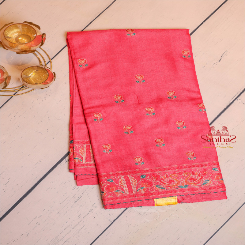  TUSSAR SAREE IN ROSE COLOUR