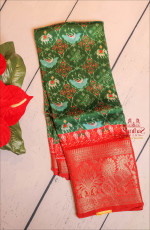 PRINTED SILK SAREE IN GREEN COLOUR 