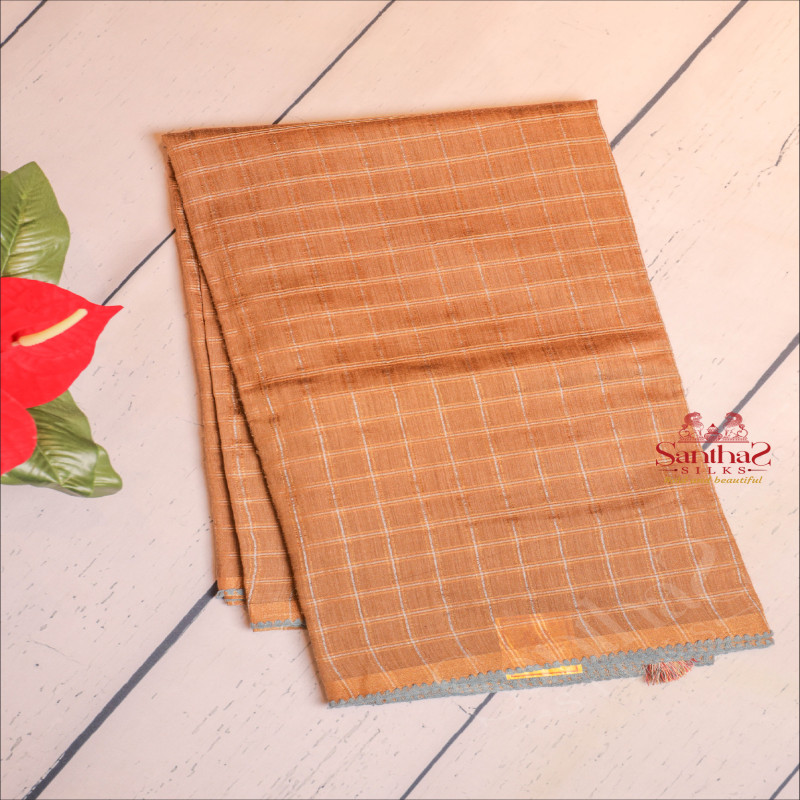  TUSSAR SAREE IN BROWN COLOUR