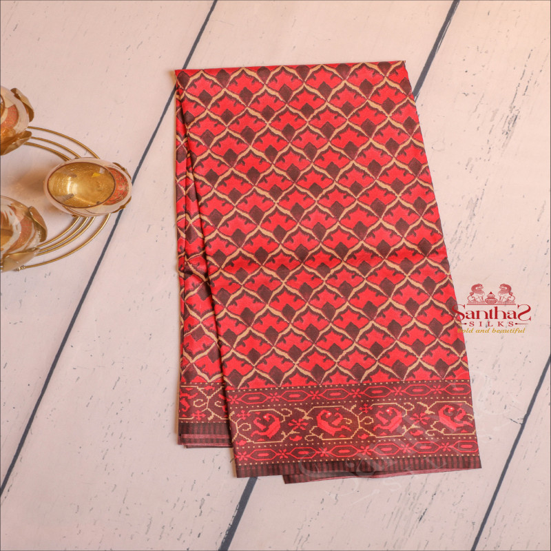  PRINTED SILK SAREE IN PURPLE & BLACK COLOUR