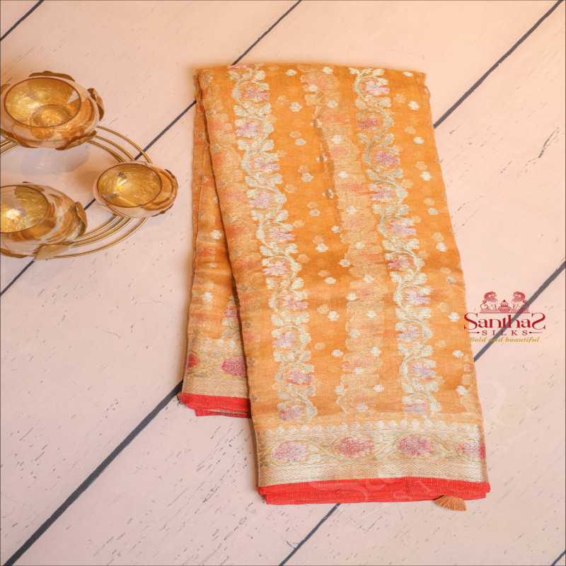  ORGANZA TISSUE IN GOLDISH ORANGE COLOUR