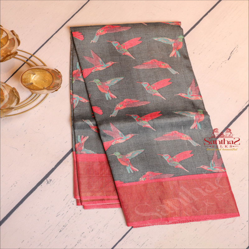  TUSSAR SAREE IN BLUE COLOUR