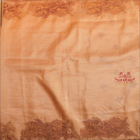 CRUSH MATERIAL SAREE WITH CUT WORK EMBORIDERY IN METALIC COPPER COLOUR