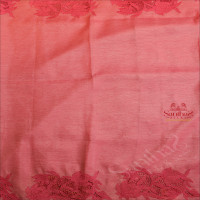 CRUSH MATERIAL SAREE WITH CUT WORK EMBORIDERY IN PASTEL BERRY COLOUR