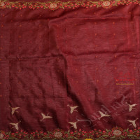 CRUSH MATERIAL SAREE WITH EMBORIDERY WORK IN MAGENTACOLOUR