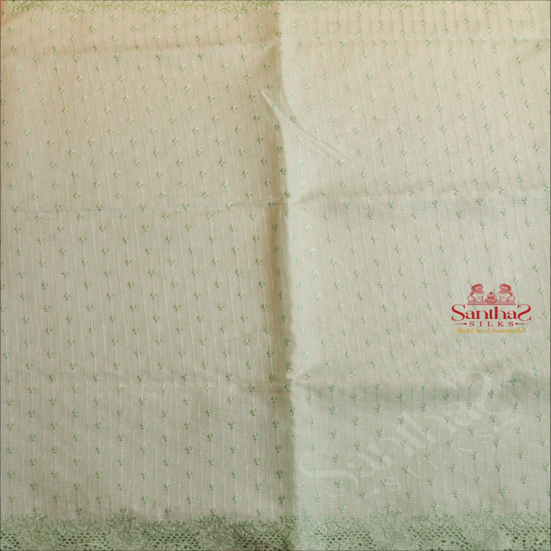 KOTA COTTON SAREE WITH CUT WORK EMBORIDERY IN AERO BLUE COLOUR