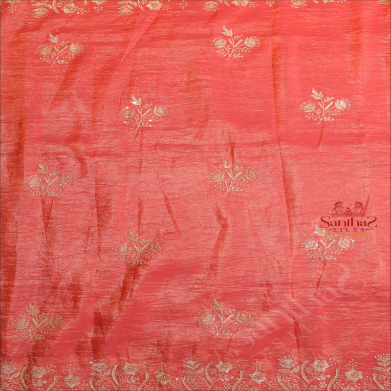 CRUSH MATERIAL SAREE WITH EMBORIDERY WOK IN PINK COLOUR