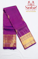 Magenta Small Checks with Self Border and Floral Butta