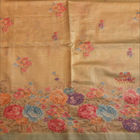 ORGANZA TISSUE SAREE WITH FLORAL DESIGN IN PALE GREEN COLOUR BODY