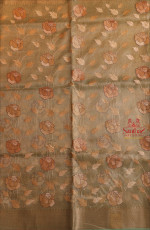 KOTA TISSUE SAREE IN GREEN COLOUR WITH FLORAL EMBORIDERY WORK