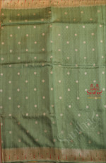 SEMI BANARAS SILK SAREE IN JUNGLE GREEN WITH PAITHANI DESIGN