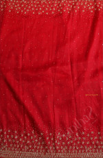 DARK PINK COLOUR WORK SAREE WITH FANCY BORDER AND SELF BLOUSE