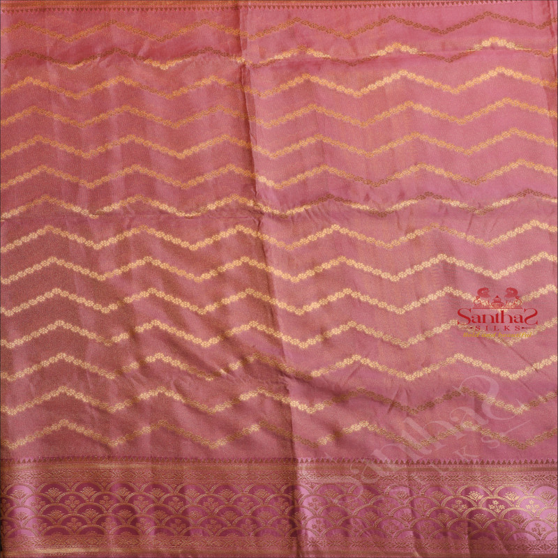PEARLY PURPLE COLOUR SATIN BANARAS SAREE WITH ZARI MOTIF AND SELF BLOUSE