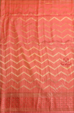 PEACH COLOUR SATIN BANARAS SAREE WITH ZARI MOTIF AND SELF BLOUSE