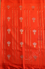 ORANGE COLOUR SATIN BANARAS SAREE WITH ZARI BUTTA WITH SELF BLOUSE