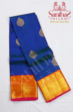 Peacock Blue Body with Orange Korvai Border