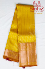 Mustard Yellow Pure Silk Saree in Zig Zag Pattern