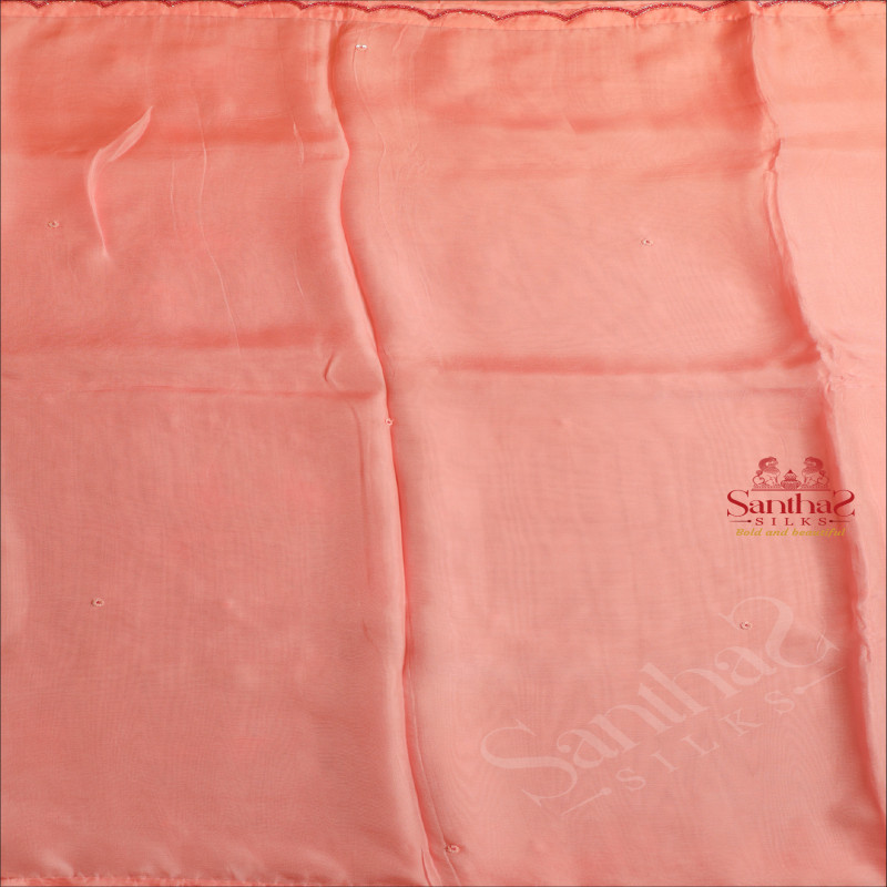 BABY PINK COLOUR FANCY SAREE WITH CONTRAST WORK BLOUSE