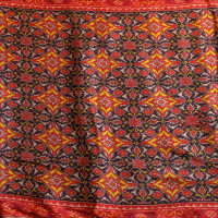 RED COLOUR IKKAT PRINT MODAL SAREE WITH FANCY WORK BLOUSE