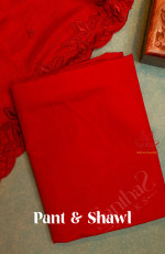 BLOOD RED SEMI TUSSAR UNSTITCHED SALWAR SUIT