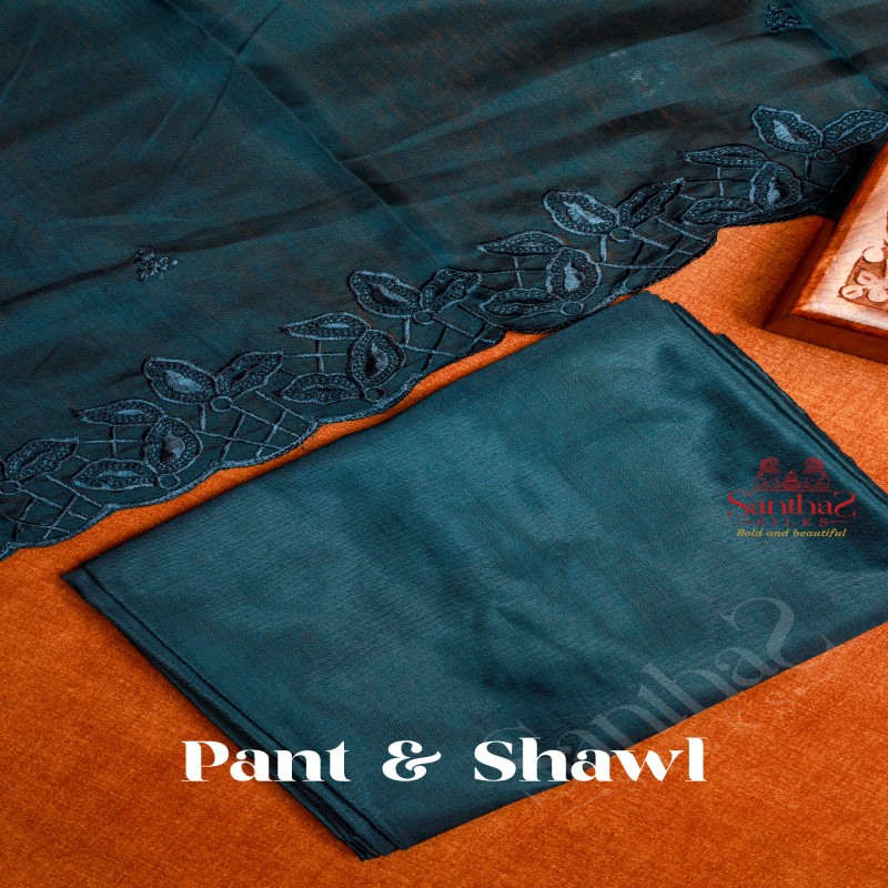 BLUE COLOUR SEMI TUSSAR UNSTITCHED SALWAR SUIT