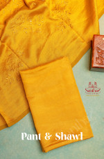 MUSTARD YELLOW SEMI TUSSAR UNSTITCHED SALWAR SUIT