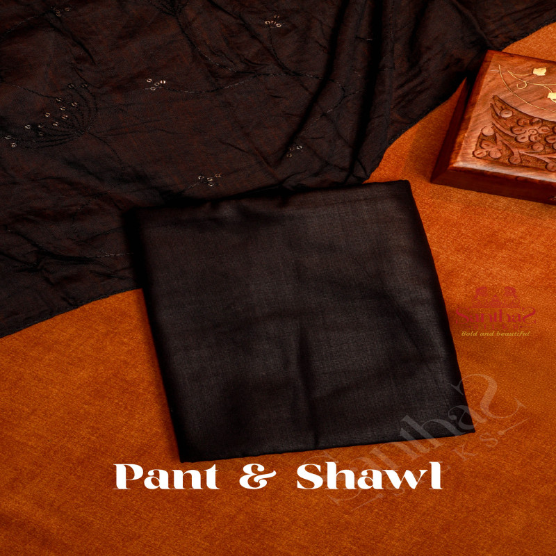 BLACK COLOUR FANCY UNSTITCHED SALWAR SUIT