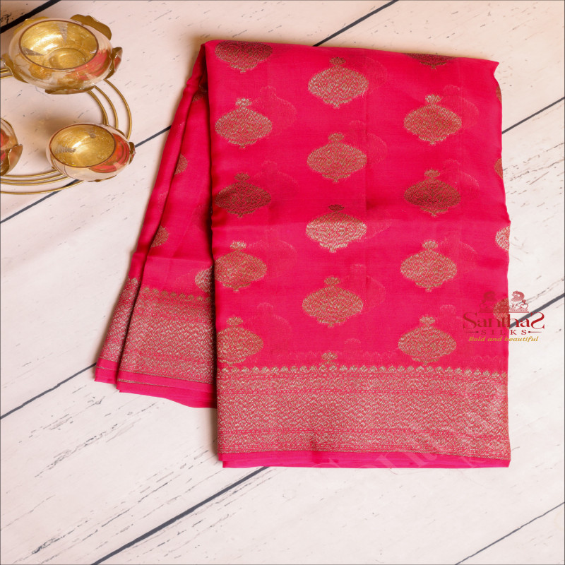  KORA TISSUE SAREE IN RED COLOUR
